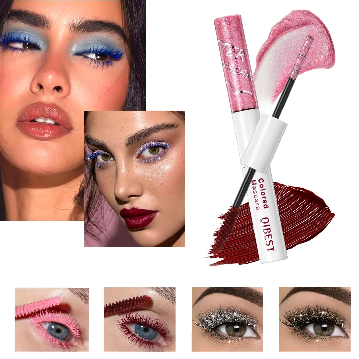 Shimmering Diamond Glitter Mascara, Waterproof Smudgeproof, Volumizing Balm, Long-Lasting, Dual-Ended, Multi-Functional, Single Item
