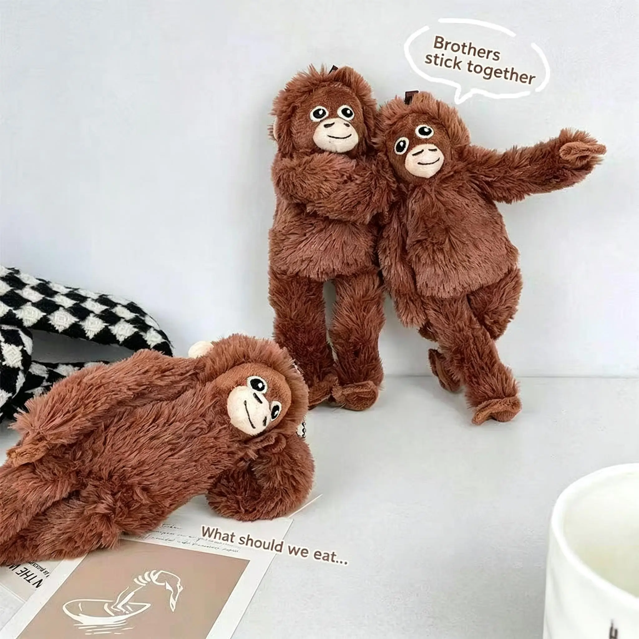Cute Long-Haired Monkey Keychain, Cartoon Monkey Bag Charm, Student Backpack Accessory, Home Decor, Festival Party Decoration