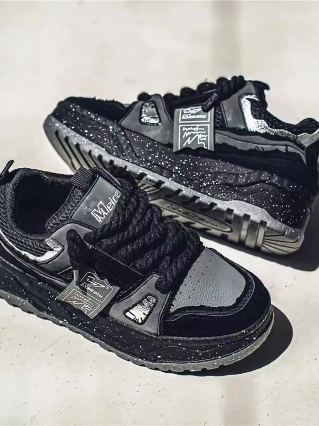 Unisex Colorblock Skate Shoes, Breathable Thick Sole Dad Sneakers, Durable Spot Design Laces, Comfortable Casual Shoes for Daily Use, Casual Thick Soled, Trainer Shoes