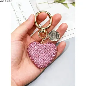 Women's Heart Rhinestone Keychain, Car Bag Pendant, Stylish Casual Design, Safe No Choking, Trendy Bling Keyring, Perfect Gift for Mothers Day