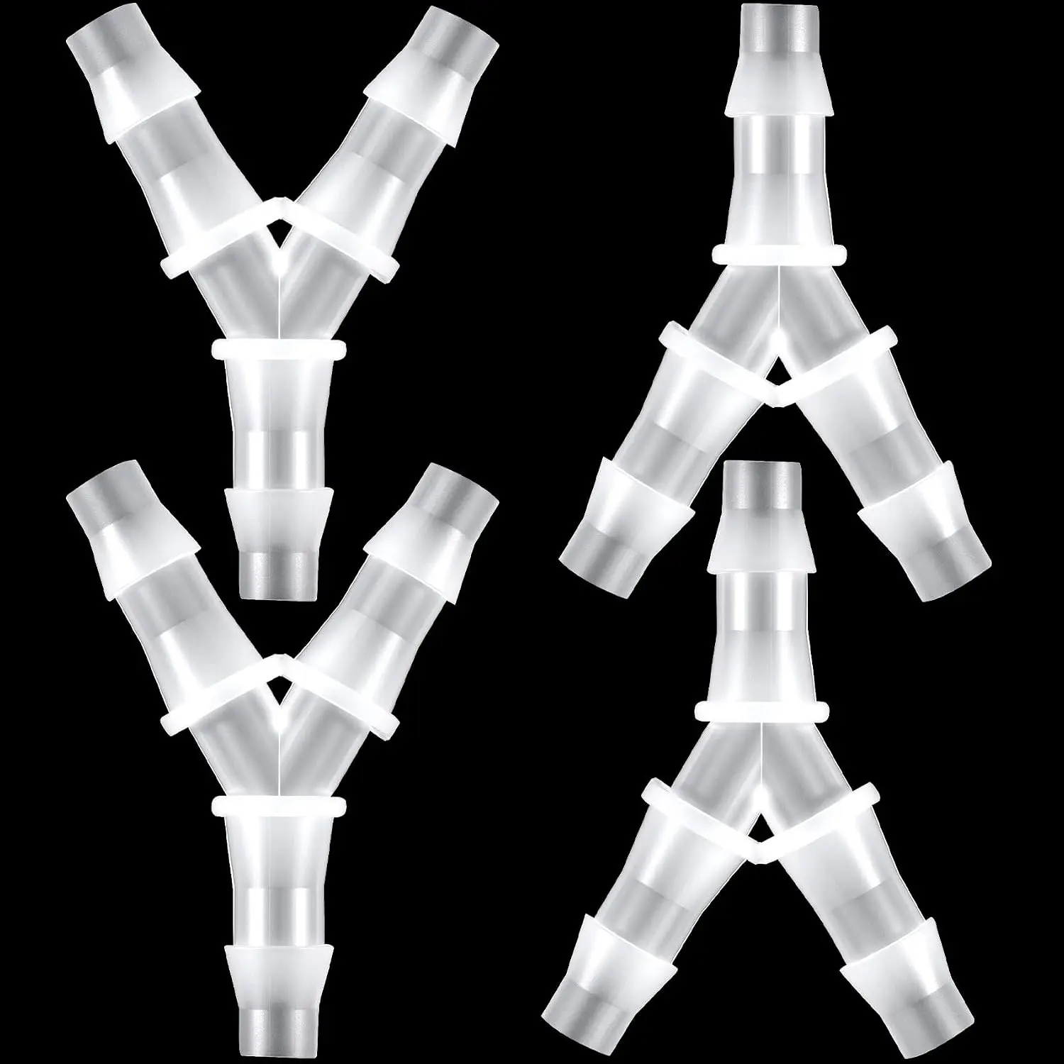 4 count 1/4" Y Shape Splitter Tubing Connectors Barb Hose Fitting | Plastic Tee Shape Tubing Connector,  3 Way  Splitter Joint Splicer for Air Line Gas  Pipe - White