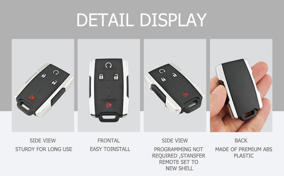 Replacement Key Fob Cover Case fit for Chevy Silverado Colorado GMC Sierra 1500 2500 3500 HD Canyon 2014 2015 2016 2017 2018 2019 2020 2021 Keyless Entry Remote Control Key Fob Shell