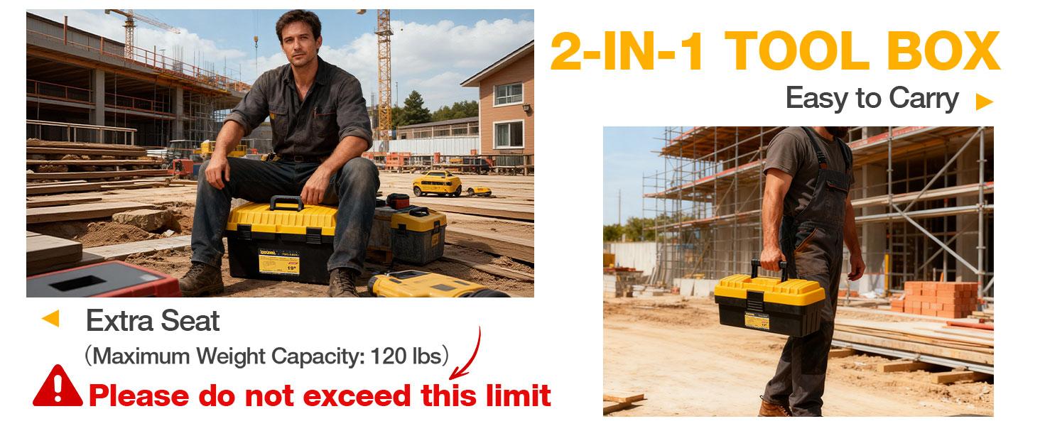 4 Pack Tool Box Toolbox with Removable Trays & Dividers,Lockable Box 13"15"17"19"Organizers for Workshop Jobsite Home Hand Craft