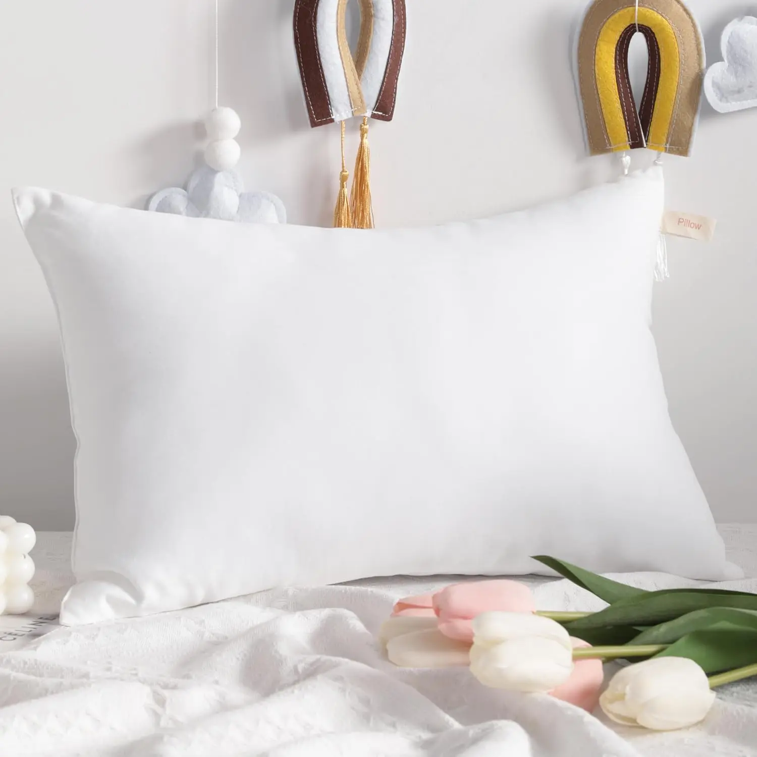 Travel Pillow, Down Alternative 13"x18" Pillow, Machine Washable - 1 Pack Soft and Breathable Small Pillow, White
