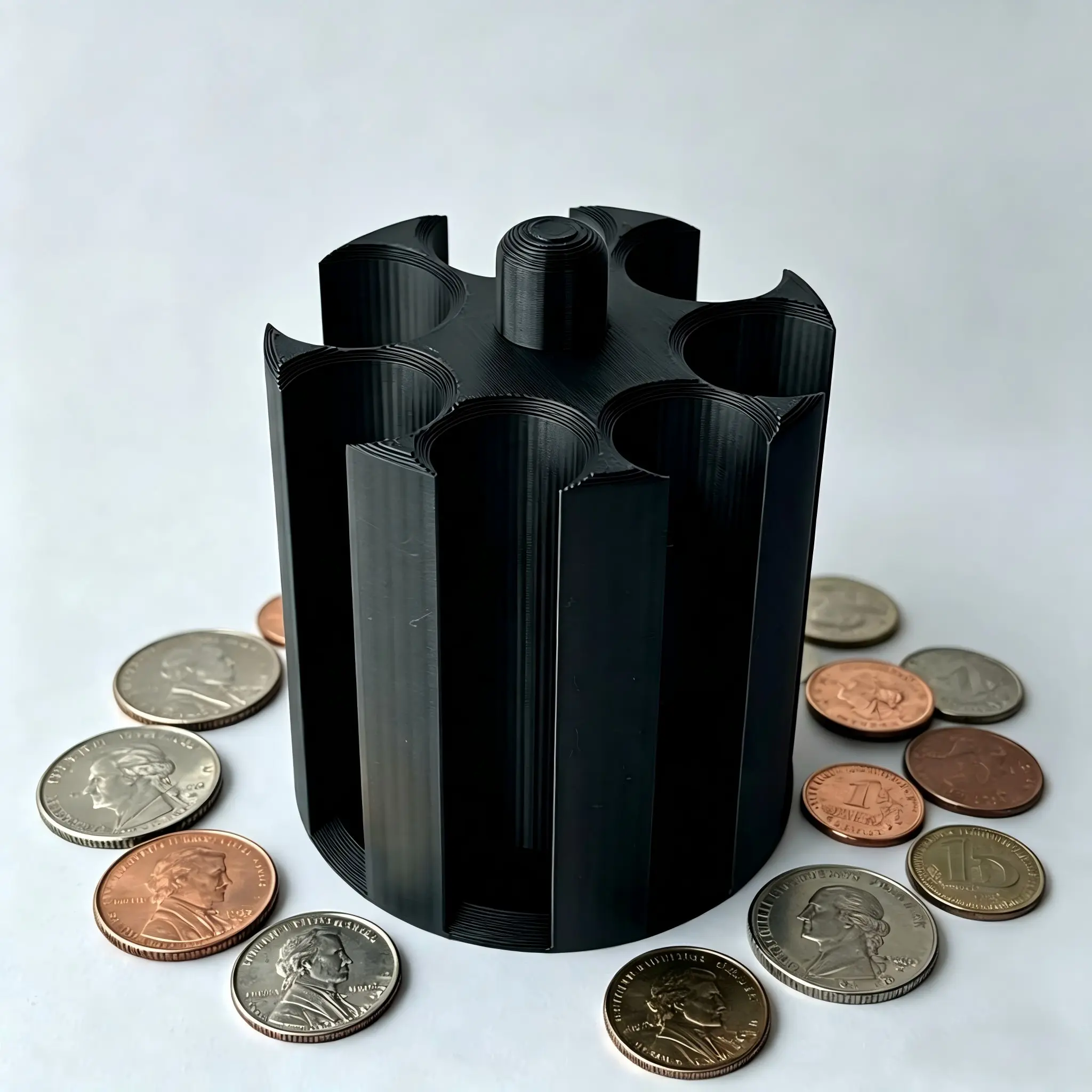 3D printed car coin storage box, suitable for cup holders, can store coins, keys, and pens, compact and portable, perfect for trucks, SUVs, and sedans, black