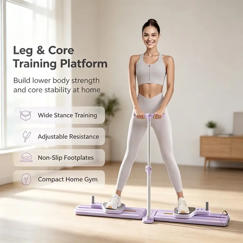 Adjustable ski machine leg and hip trainer, home fitness skateboard, suitable for hip, inner thigh, and lower body exercises