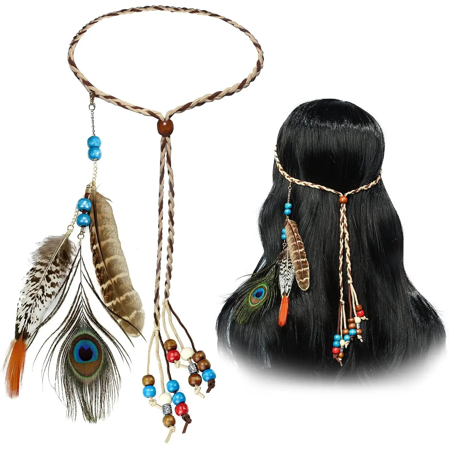 Boho Peacock Feather Headband - Women's Ethnic Indian Festival Wear Hair Accessory, High-Quality Baby & Maternity Costume Jewelry, Fast Shipping, Reliable Support, Hair Accessories, Easy Support