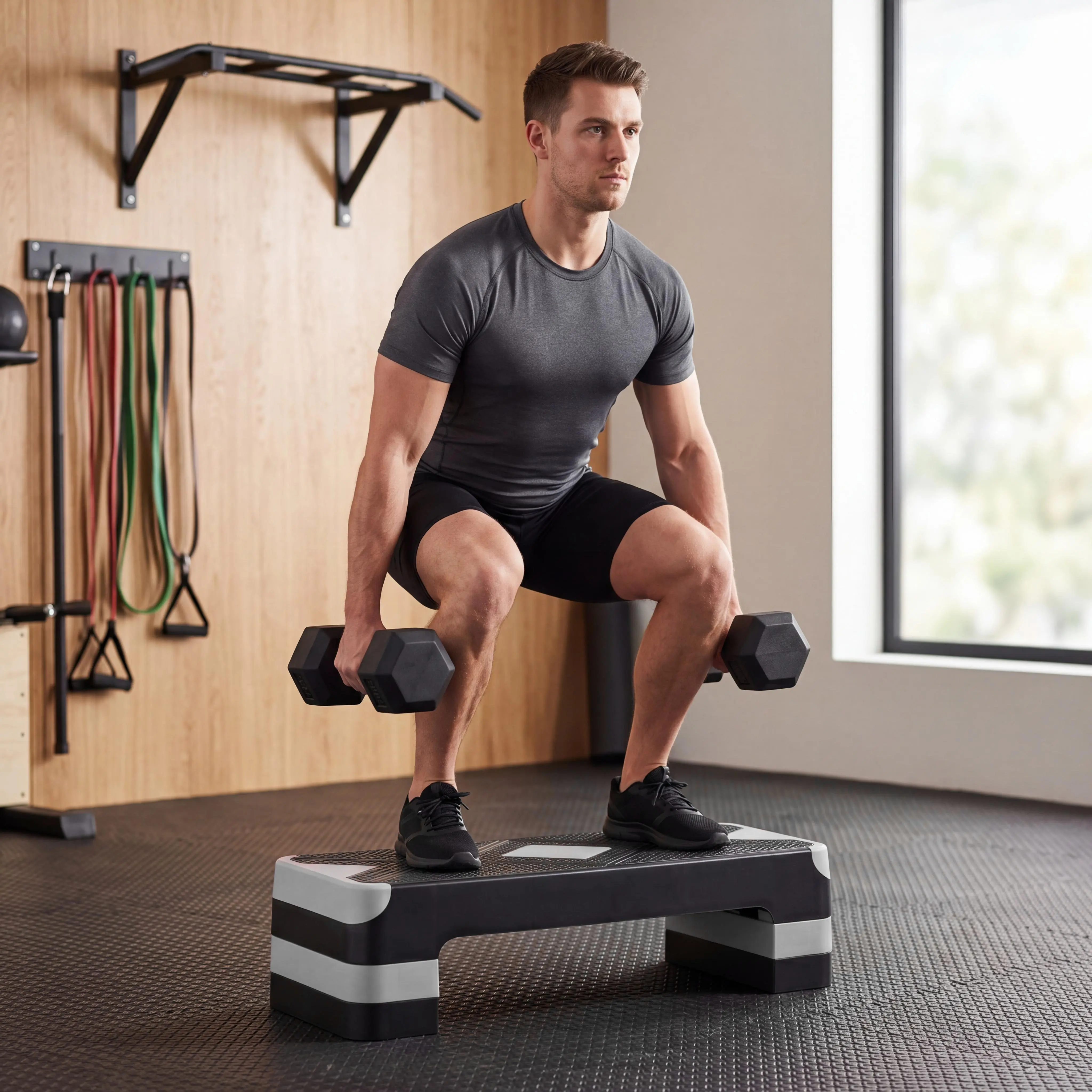 Adjustable Size Cardio Exercise Step Platform with 3-Level Risers, 27-in Non-Slip Bench for Home Fitness & Balance Training Gym Equipment
