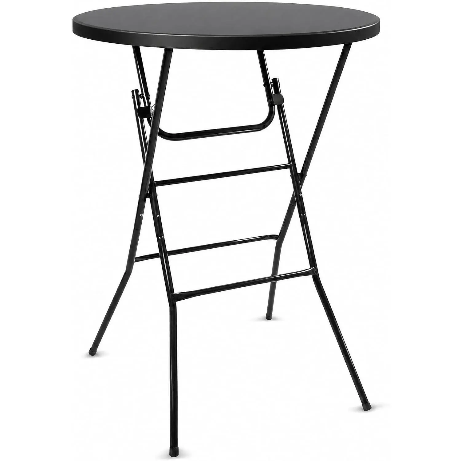 31.5-Inch Folding Round Cocktail Table, Portable High Top Pub Table, Foldable HDPE Bar Table with Detachable Legs for Party Wedding Gathering Event, Space-Saving, Easy Storage, 200 LBS Capacity, Black/White
