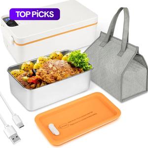 large capacity rechargeable heated lunch box, adjustable heating time hot rice insulated lunch box with insulation bag suitable for students and office workers, bento box, lunchbox