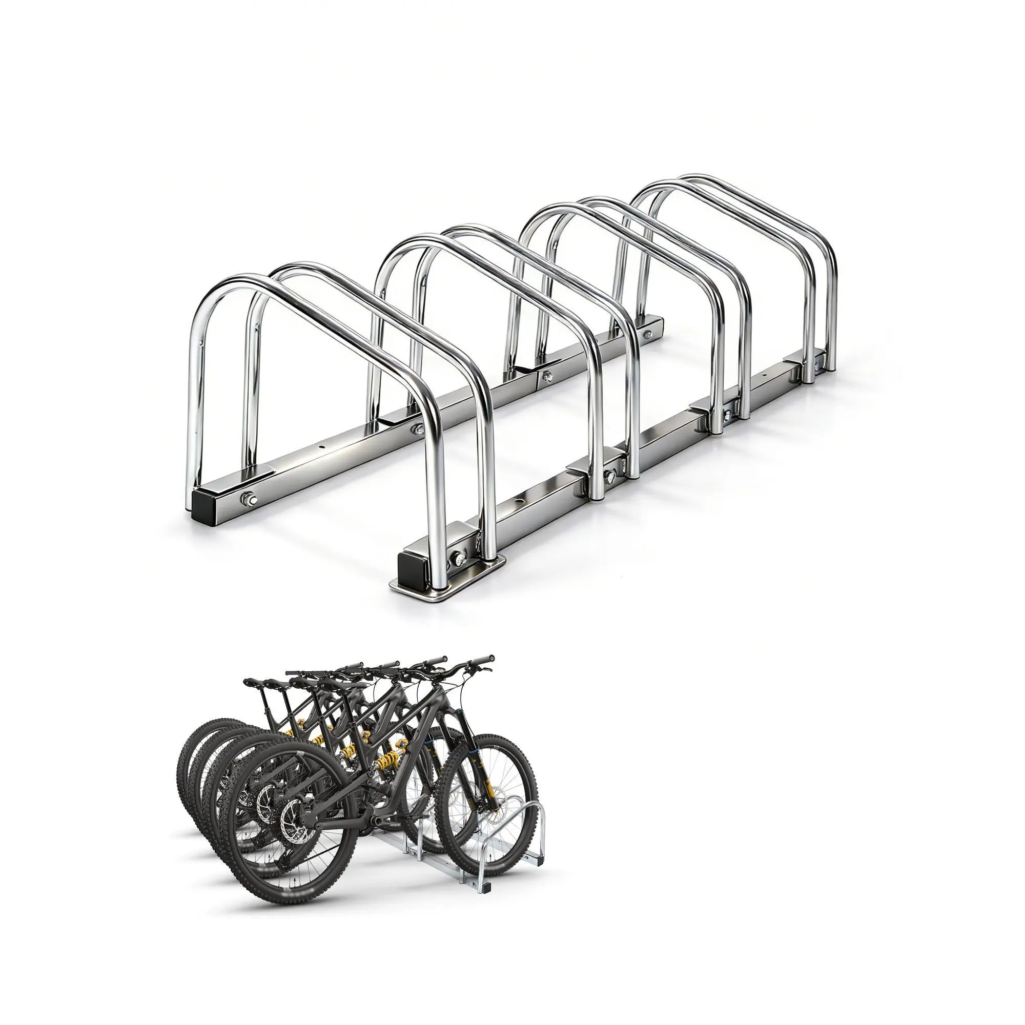 Heavy-Duty Freestanding Bike Floor Stand Rack - Steel Garage Storage Organizer, Fits 22-28 in Wheels & Up to 2.2 in Tire Width - Indoor/Outdoor Bike Parking