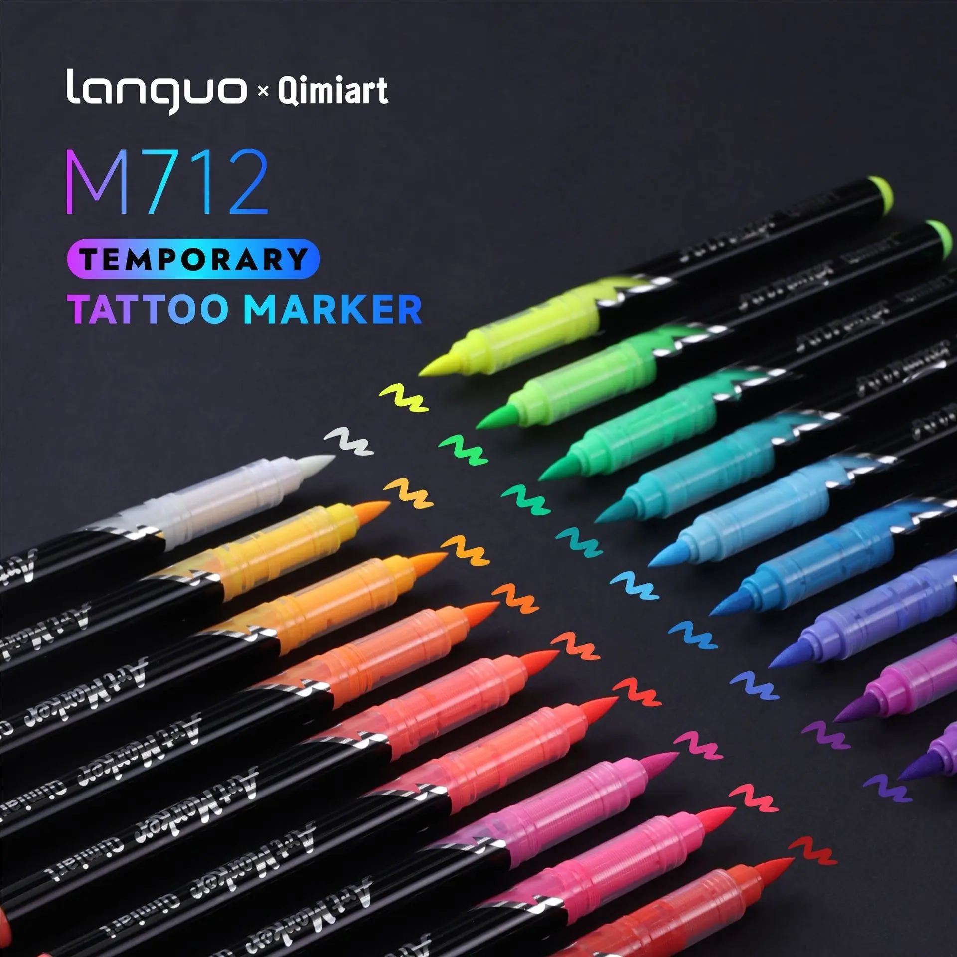 Blue Fruit 712 Night Glow UV Tattoo Marker, Valve Ink Control Rainbow Body Paint Brush, Party DIY Graffiti Temporary Tattoo Special Use