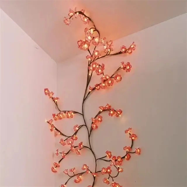 2.3m Plastic LED Cherry Blossom Branch Light, Flexible Vine Ambient Light for Indoor Holiday Decorations