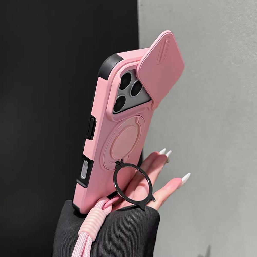 Rotating Lens Protection Case: Phone Case - Combines Lens Protection, Stand, and Magnetic Charging with a Lanyard. Suitable for iPhone Air 16/15/14 Plus/13/17 Pro Max. 360 °   Stand, Heavy-duty Drop-proof Protective Case