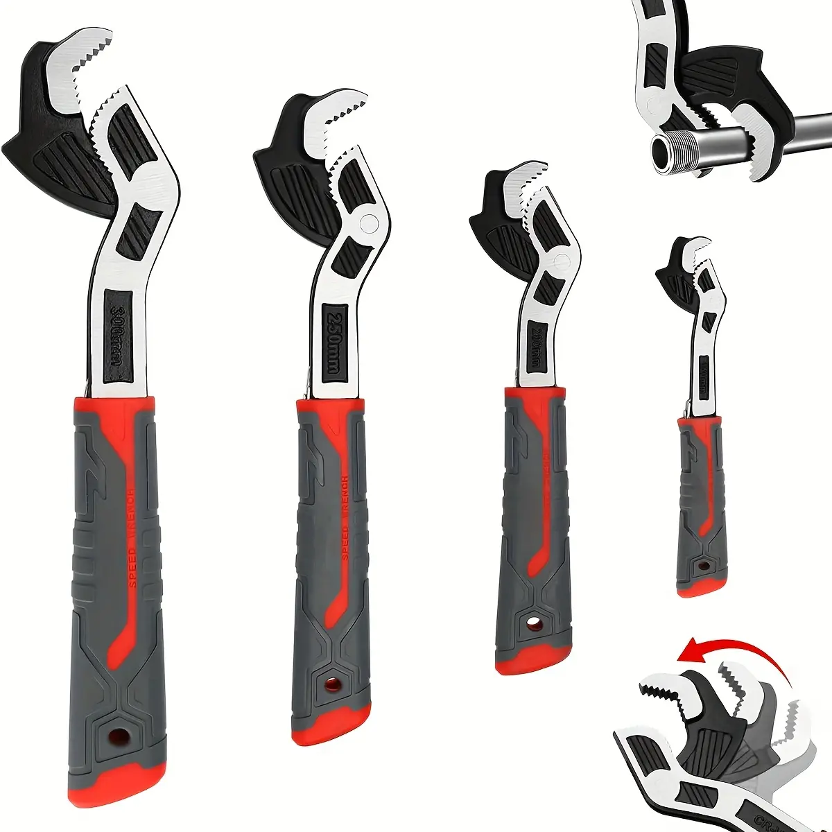 Self-Locking Adjustable Pipe Wrench, 6/8/10/12 Inch – Chrome Vanadium Steel, Non-Slip Ergonomic Handle, Ideal for Plumbing & DIY Projects, Home Repair Essential, Durable Metal Wrench with Stylish Finish & Secure Grip