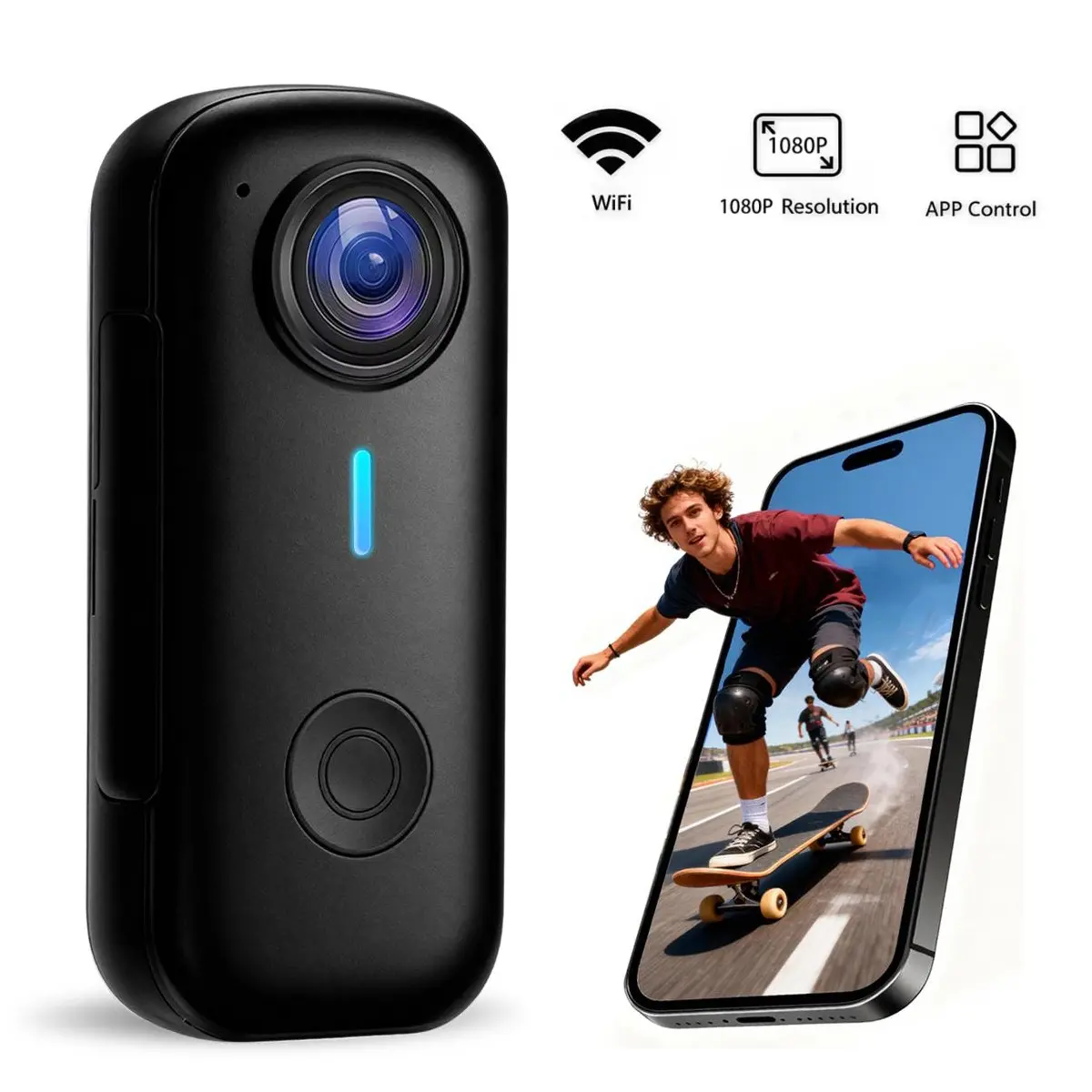 Portable Sports Camera, HD Thumb View WiFi Action Cam, Wearable Video Recorder, Magnetic Strap, Ideal for Cycling, Pets, Vlogs