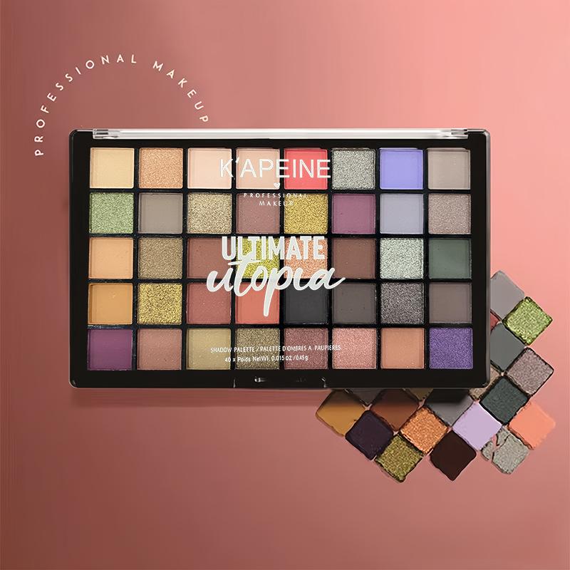 K'apeine 40 Color Eyeshadow Palette, Matte Shimmer Glitter All-In-One, Earthy Smoky Eye Makeup, Beginner-Friendly, Fine Powder, No Flyaway