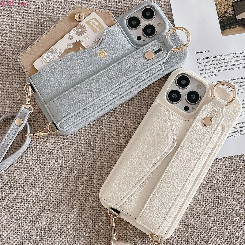 Back Style Leather Wallet Case For iPhone 16 Pro Max, Built-In Card Slots With Detachable Crossbody Shoulder Strap, Shockproof Lightweight Protective Phone Cover For Daily Travel & Shopping