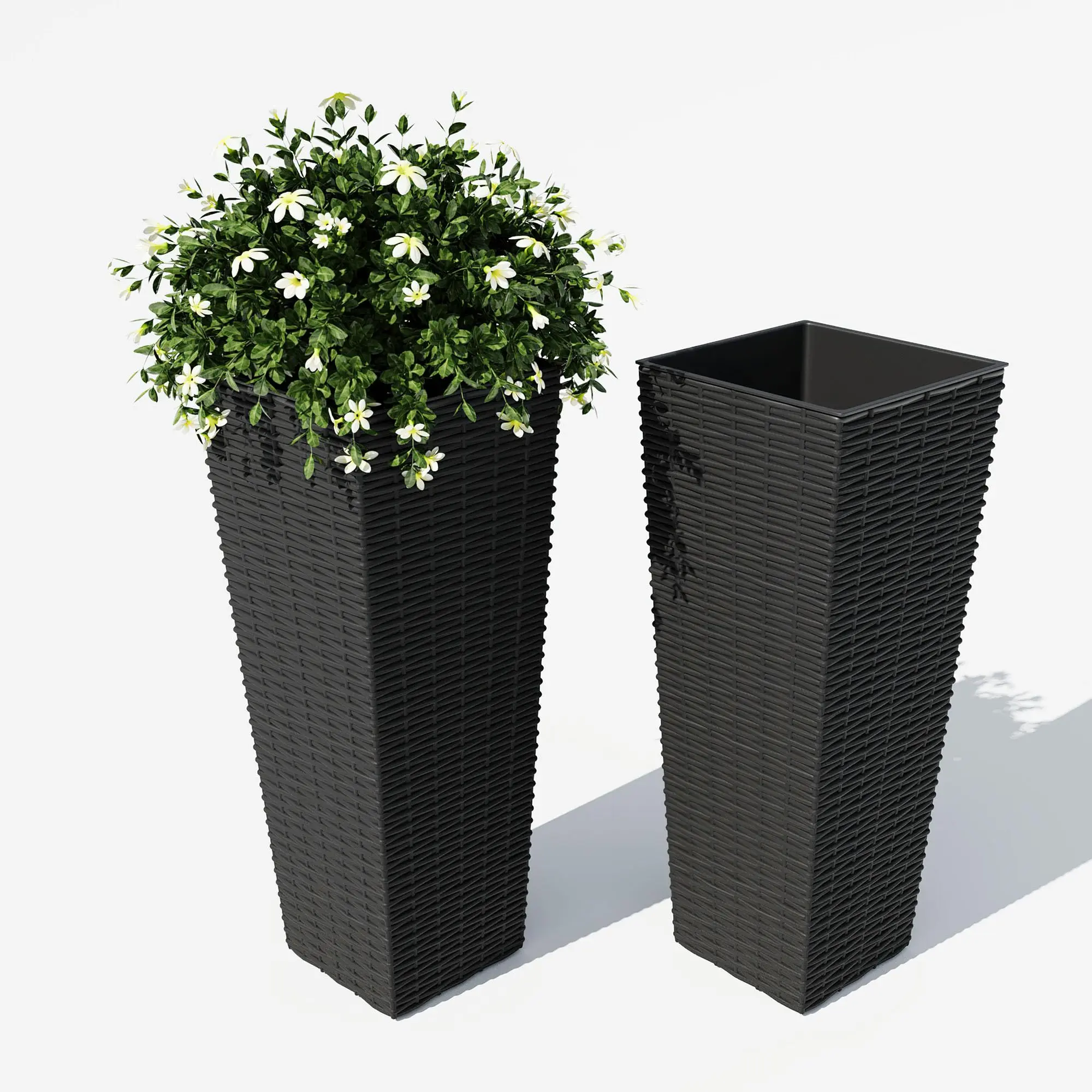 GARVEE2 Pack Large Indoor and Outdoor Planters with Drainage Holes and Removable Liners, Available in 24 and 32 Inch Sizes, Durable All-Weather Plant Pots for Trees and Flowers, Ideal for Porch, Patio, and Backyard Use
