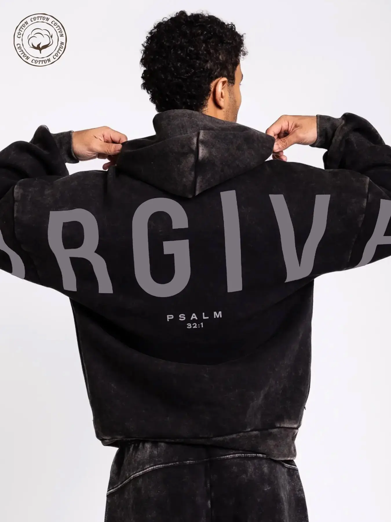 Men's Y2K Vintage Washed Backdrop Bold Letter Psalm Logo Fitted Full Zip Casual Hoodie, Breathable Anti-Wrinkle Knit Pocket Open Front Top Sweatshirts