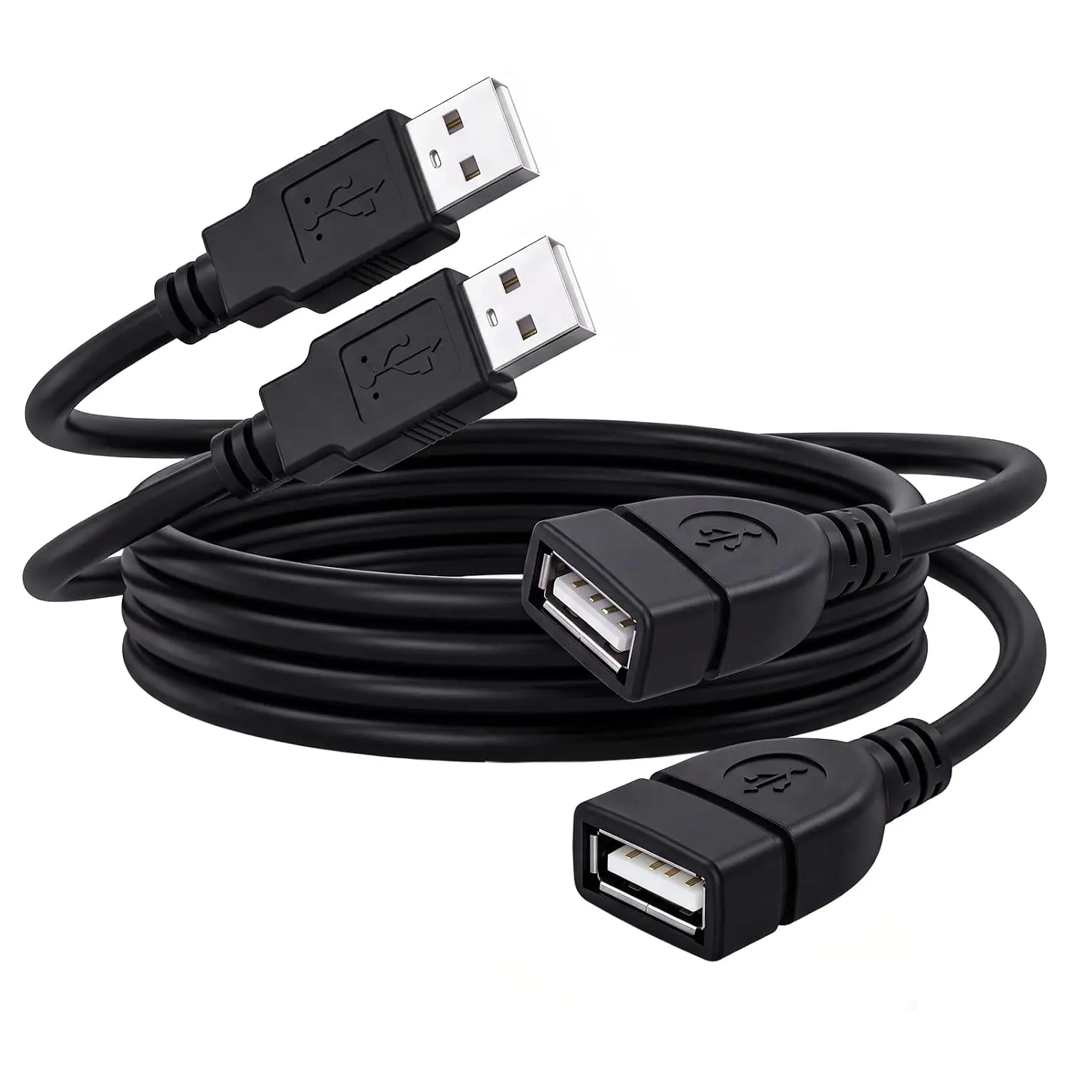 USB Extension  6ft, 2-Pack USB 2.0 Type A Male to Female Extender Cord