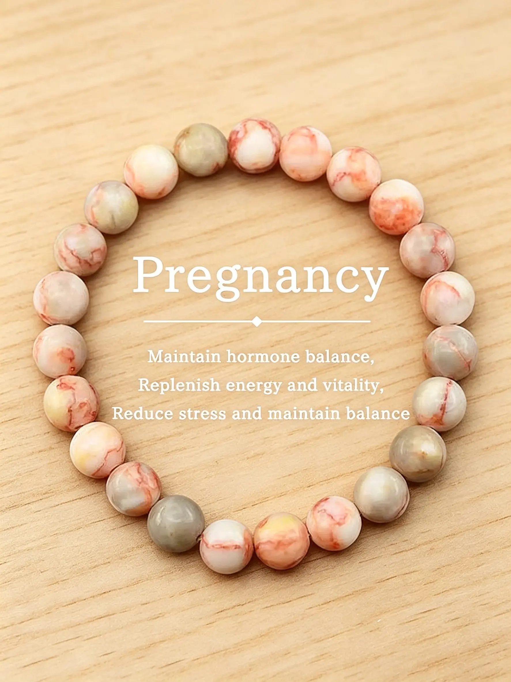 Natural Crystal Stone Bracelet 8mm, Dainty Crystal Bracelet, Balance Hormones, Boost Energy and Vitality, Reduce Stress, Healing Bracelet, Gift Choice, Casual Occasion, Healing Crystal Jewelry