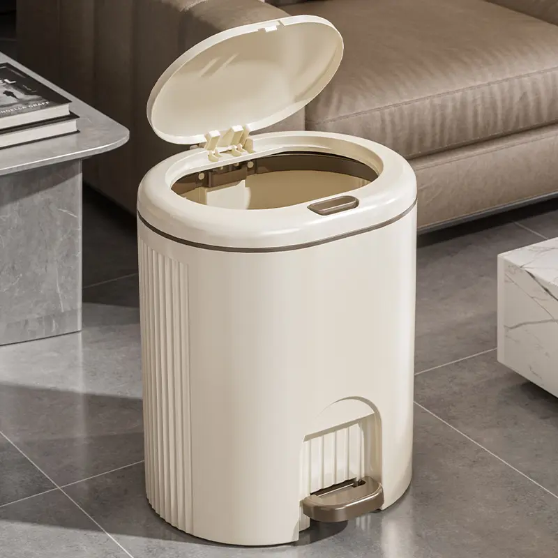 Dual‑Lid Pedal Bin, Vintage Luxury Stylish Dustbin, Large Capacity Wide Opening Bin with Press Ring for Home Bedroom Bathroom