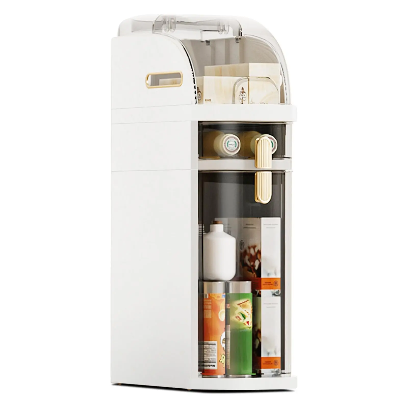Garvee Slim Modern Plastic Narrow Gap Bathroom Storage Cabinet with Drawers, Rolling Wheels, Handle, and Toilet Paper Holder - Ideal Floor Organizer for Small Spaces