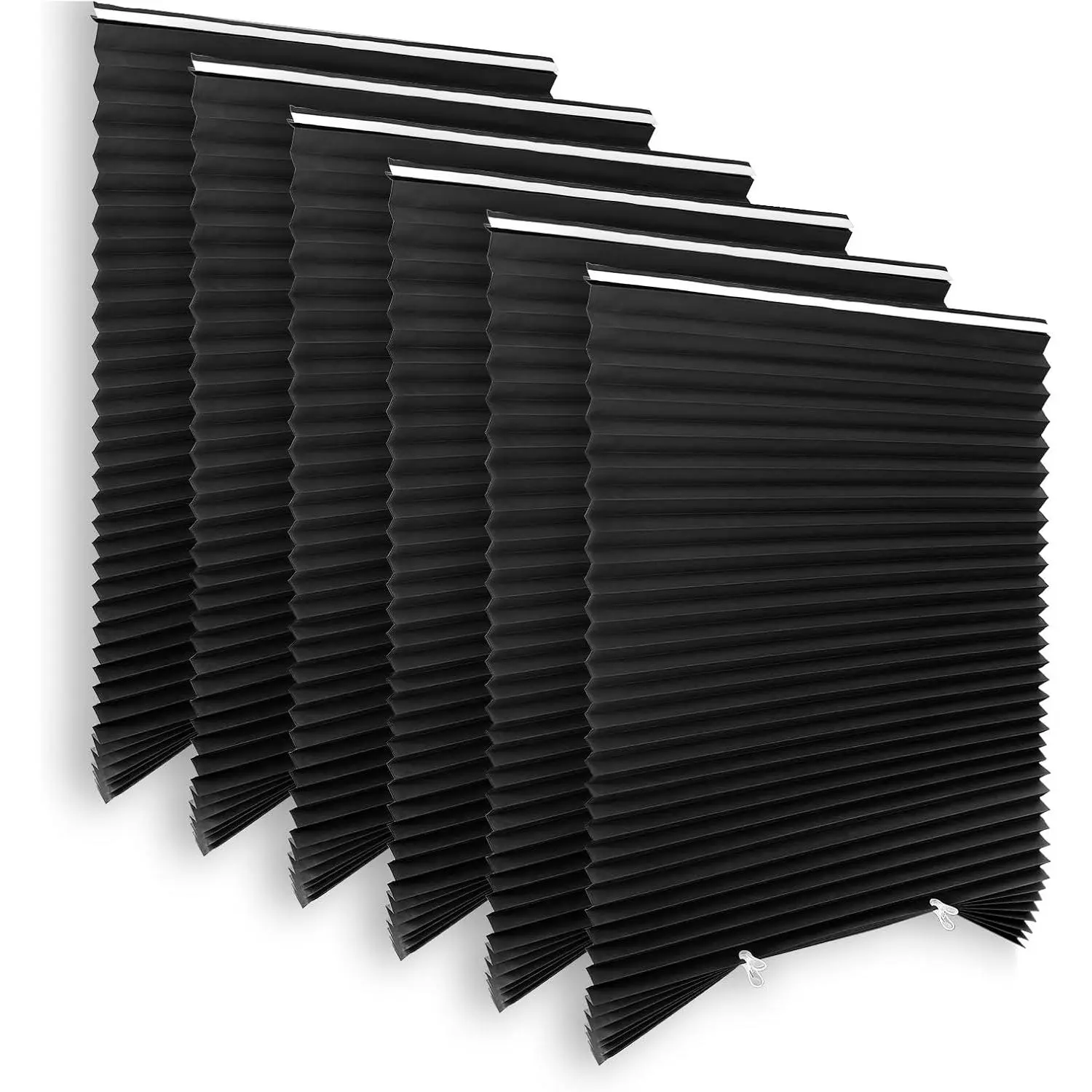 Blackout Paper Window Blinds 36" x 72" - 6 Pack Temporary Cordless Stick  Self-Adhesive No Drill Shades, Darkening Pleated Cover for Bedroom, Kitchen, Patio Door (Black,  Paper Material)