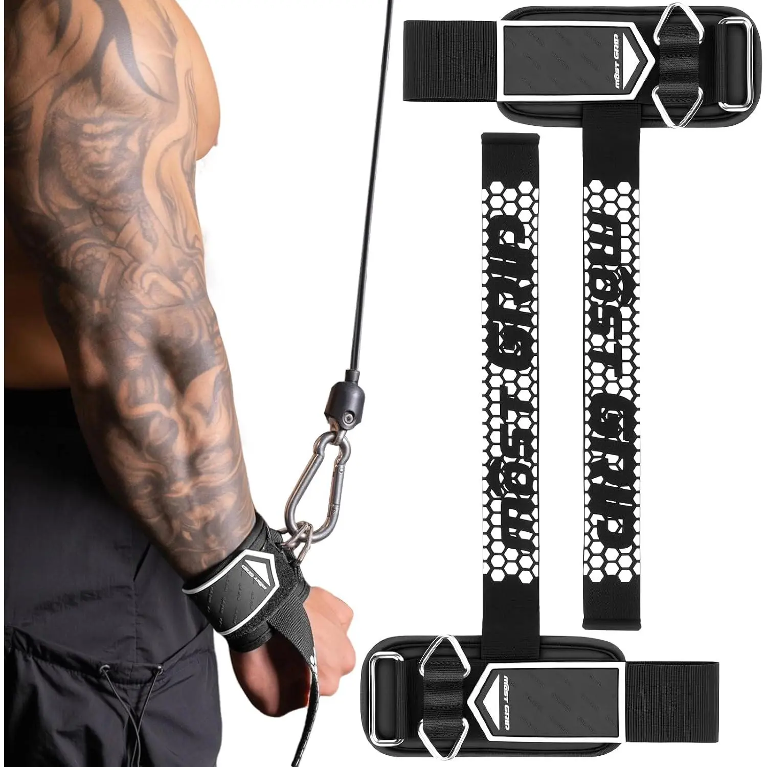 outdoor sports Drip Glue Non-Slip Wrist Straps for Weightlifting, 2-in-1 Lifting Straps with D Rings for Cable Machine Workout, 10mm Neoprene Padded Wrist Wraps for Weight Lifting Deadlift