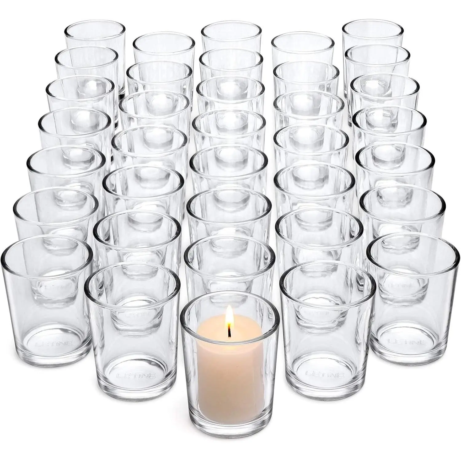36 Pack Clear Glass Votive Tea Light Candle Holders Bulk, Ideal for Wedding Centerpieces, Home Table Decor, Propose, Christmas & Summer Party Decor