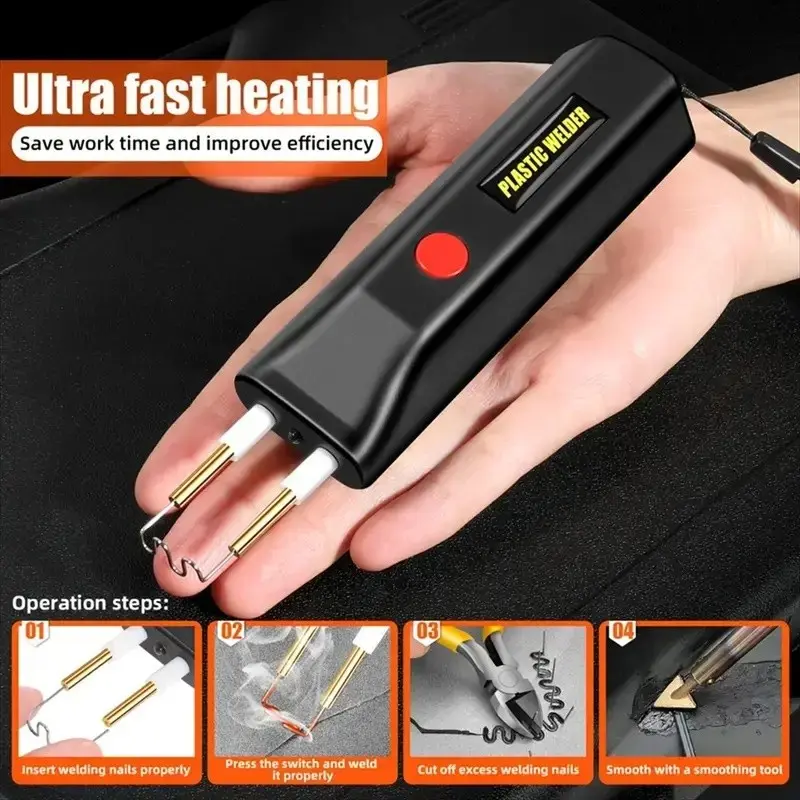 Plastic welding tool kit, plastic welding equipment, handheld plastic welding equipment, portable USB small hot melt repair kit (containing 200 stainless steel welding nails), automotive bumper and door crack repair tools