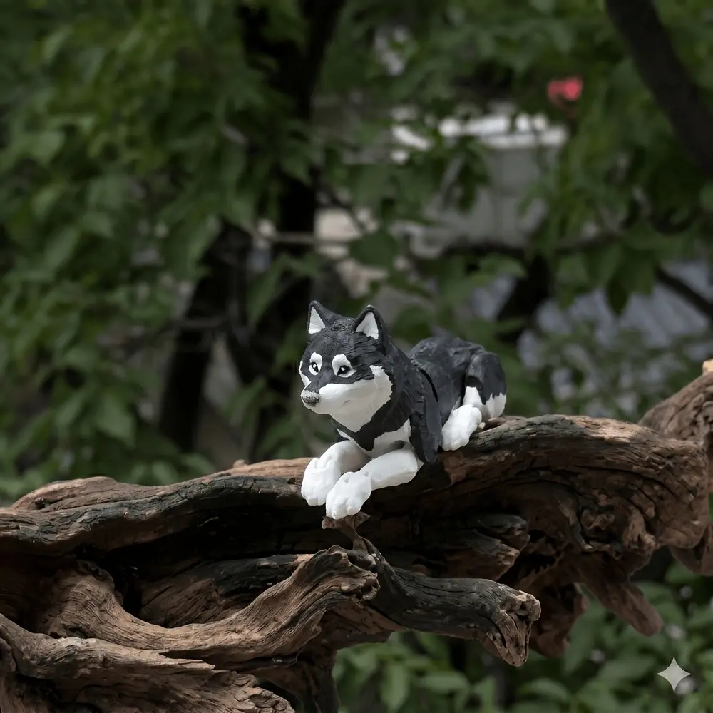 3D Printed Statue Husky, Multi-Jointed Action Figure, Articulated Animal Figurines, Cute Design, Perfect for Kids' Playtime, Durable & Safe Material