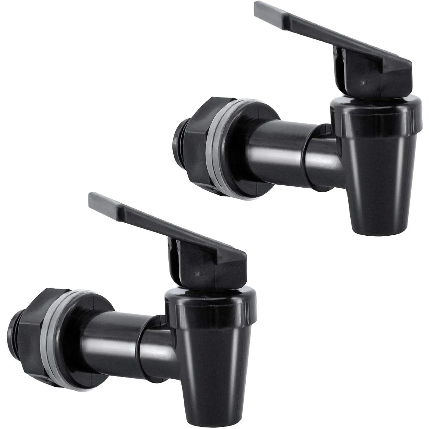 Cooler Faucet Water Bottle Jug,  Plastic Spigot Spout Water Beverage Lever Pour Dispenser Valve, Crock Tap (2 Black)