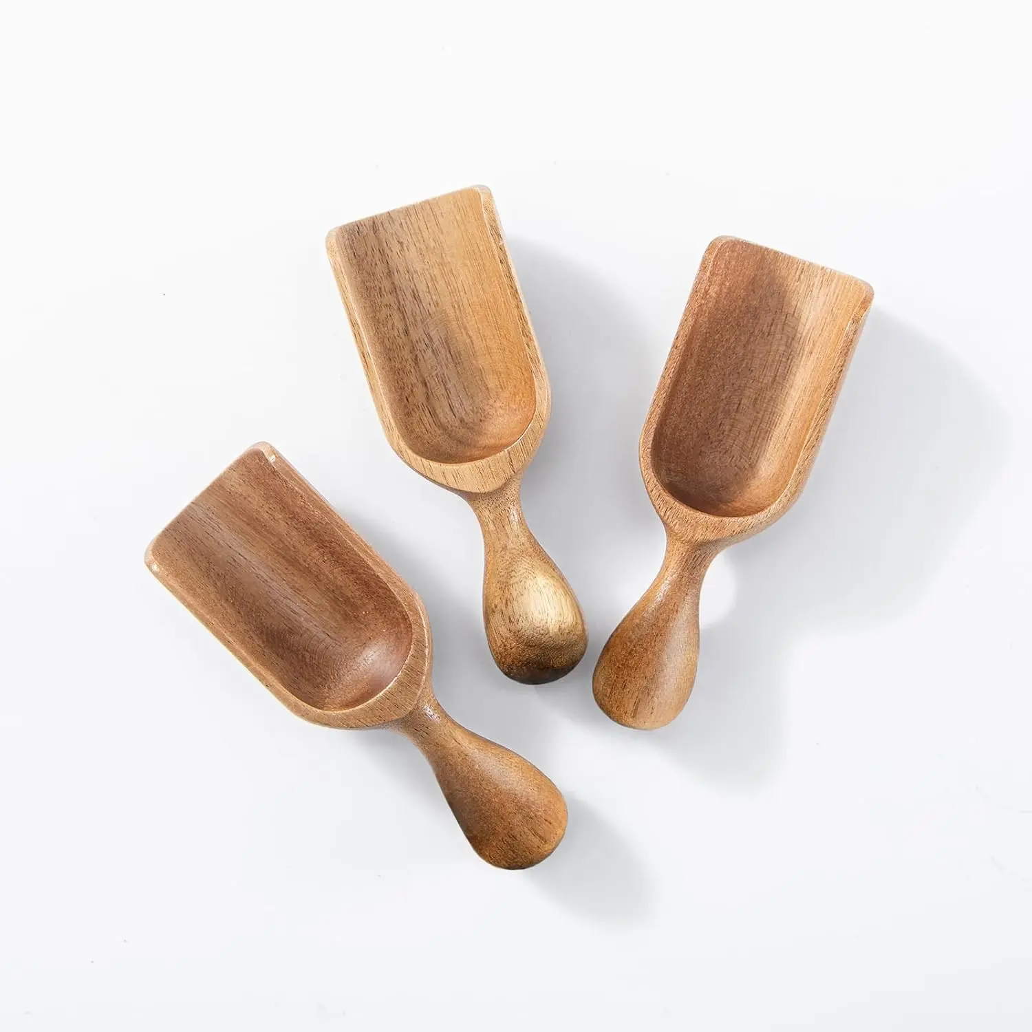 3PCS Acacia Wooden Mini Scoops Mini Set - Multipurpose Tools for Canisters, Jars, Ground Coffee