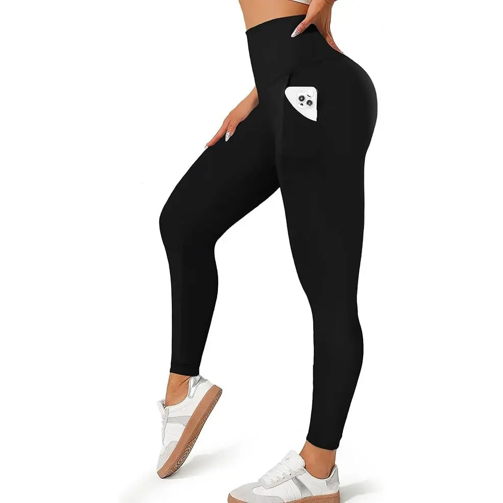 Women's Fleece Lined High Waist Leggings, Tummy Control Butt Lift Winter Yoga Pants with Pockets, Stretchy Warm Thermal