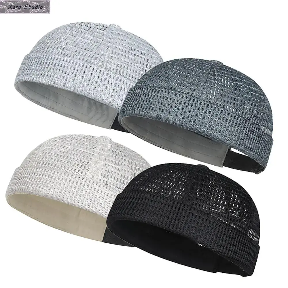 4‑Pack Multi‑Color Breathable Mesh Street‑Style Skull Cap Set, Adjustable Unisex Hat‑Free Baseball Cap, Soft Elastic Comfortable Beanie‑Style Headwear, Year‑Round Wear for Spring Summer & All Seasons, Trendy Hip‑Hop Streetwear Accessory, Perfect for Outdo