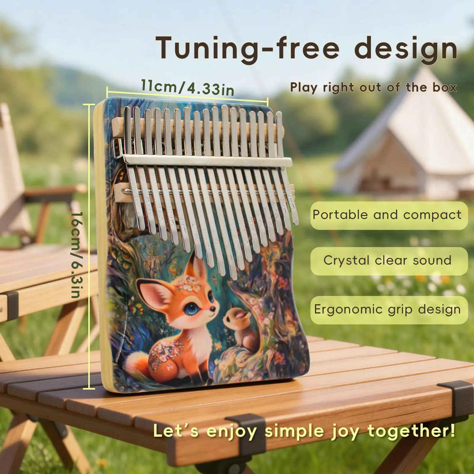 Real Wood 17-Key Kalimba Instrument Set with Tuning Hammer and Guide, Perfect Gift for Christmas, Halloween, Thanksgiving