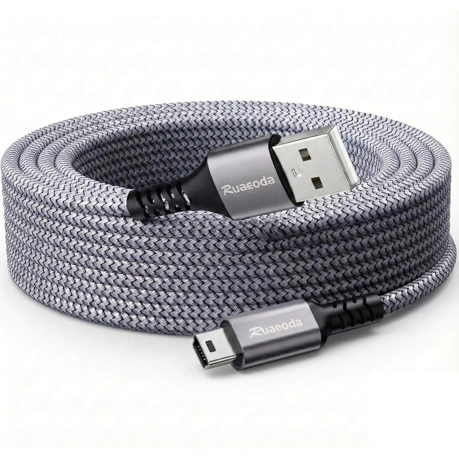 6ft Durable Nylon Braided USB 2.0 Type A to Mini B Cable - Metal Aluminium Mobile Charging Sync Cord for PS3 Controller, Garmin GPS, Portable Cam, Type A/Mini B