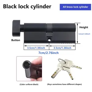 European Standard Full Copper Door Lock Core, Anti-Theft Entry Security, Indoor/outdoor Brass with Knob, Includes 3 Master Keys, Sizes 60/70/80/90mm