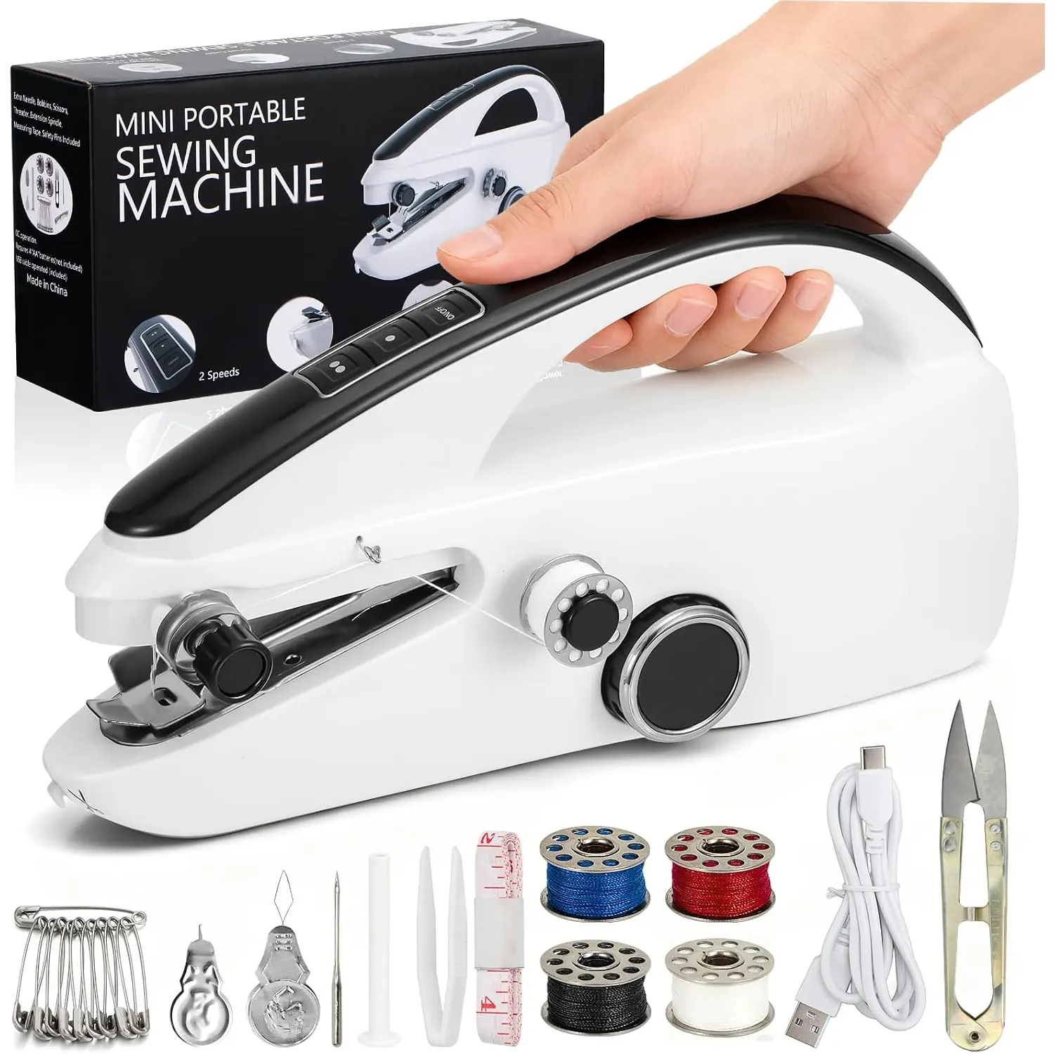 Handheld Sewing Machine for Beginners, Easy to Operate and Fast Stitch Suitable for Clothes,Fabrics and Quick Home Repairs for Mom Birthday Valentine's Day Christmas Gift,reverse,micro,pink