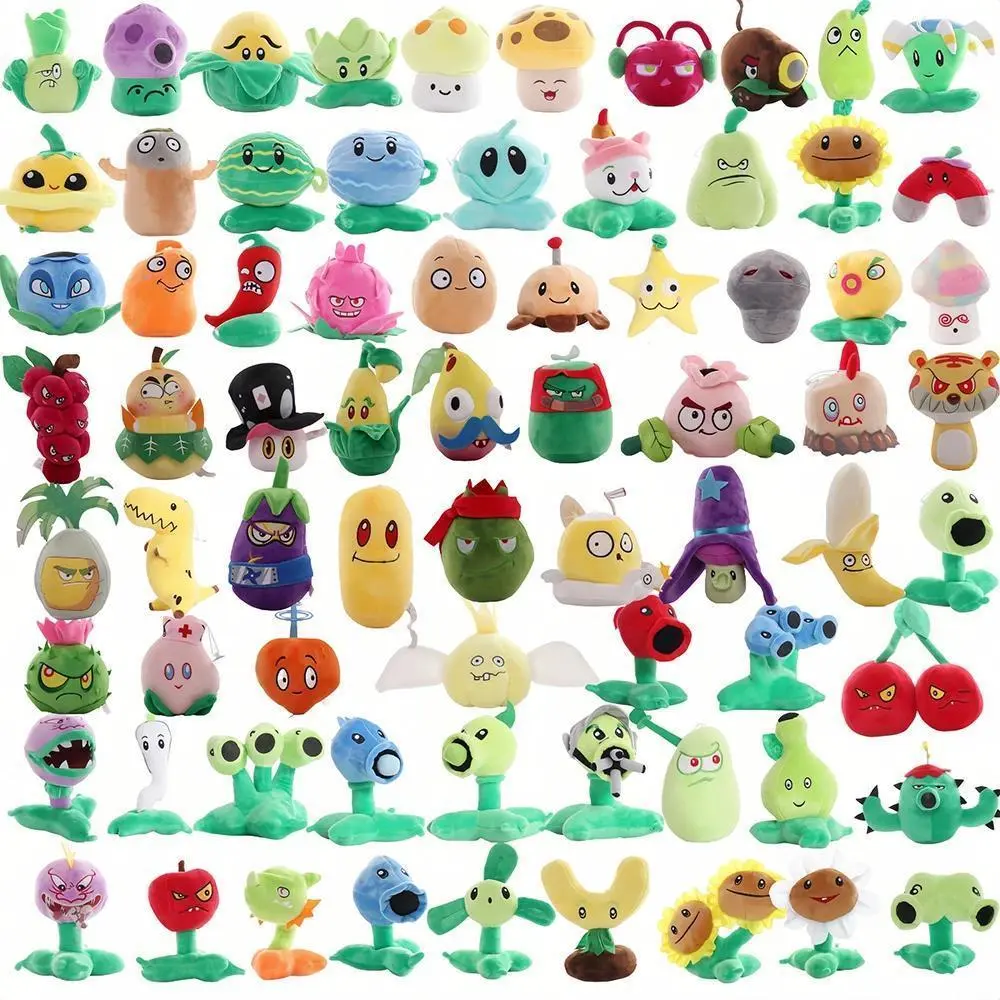 2026 Popular Plants VS Zombies Plush Toys, 72 Styles, 15-20cm Cartoon Dolls (Peashooter, Cherry, Wall-Nut, Sunflower, Squash, Split Pea) for Kids Gifts