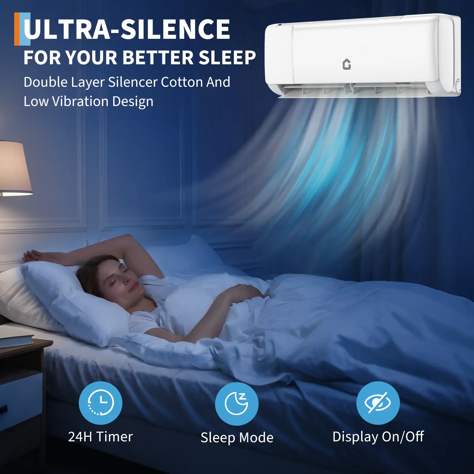 OUTGOODS Wall-Mount Ductless Mini Split Heat Pump - 12000 BTU, 18.5 SEER Inverter AC, 230V Plug, Smart WiFi & Alexa Control, Quiet Sleep Mode, Remote, User Manual, Accessory Kit, 27.8x11.0x20.9 in, for Bedrooms, Basements, Up to 750 Sq Ft