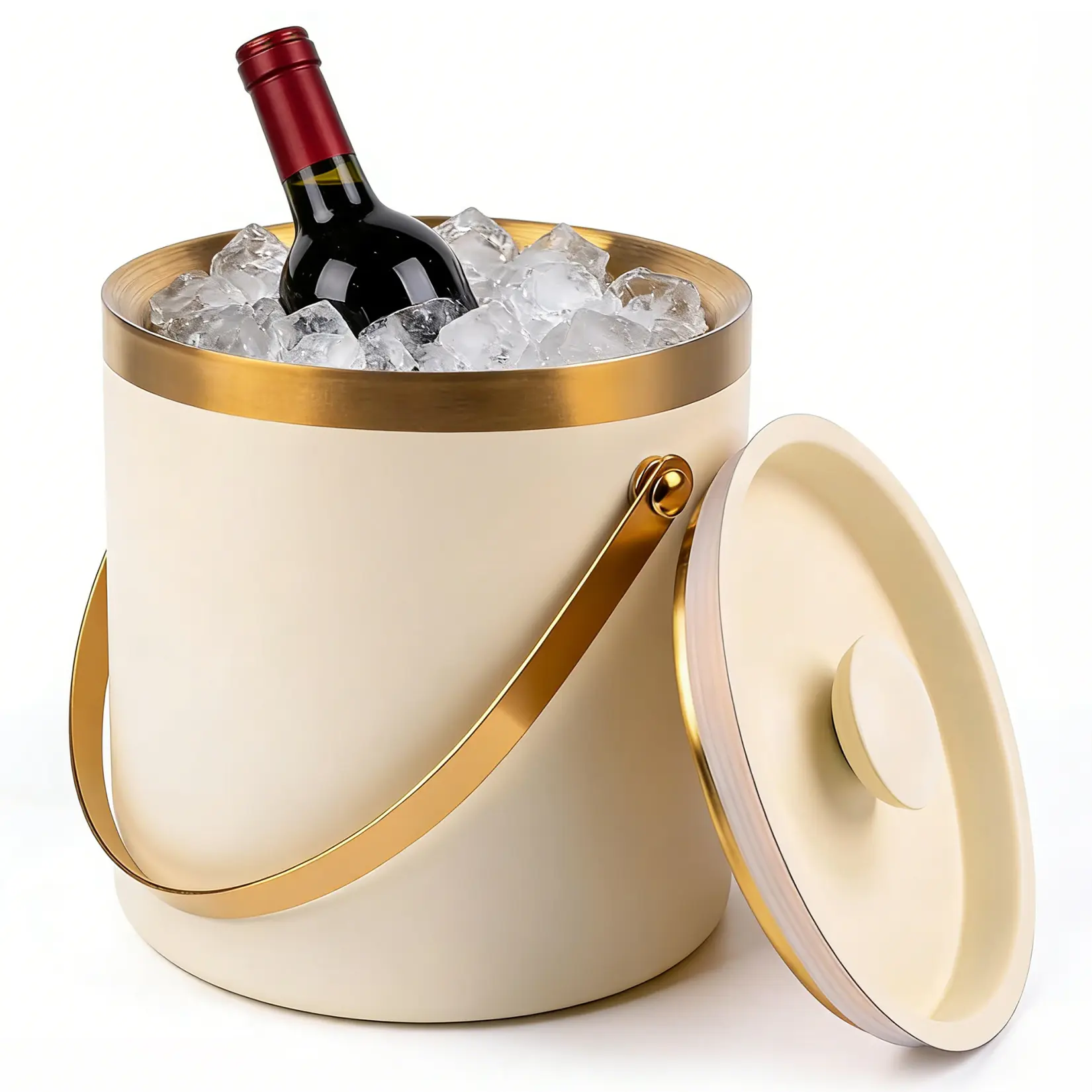 3L Stainless Steel Ice Bucket with Lid White Wine Champagne Ice Bucket Beverage Chiller for Home Bar Party Tabletop Entertaining