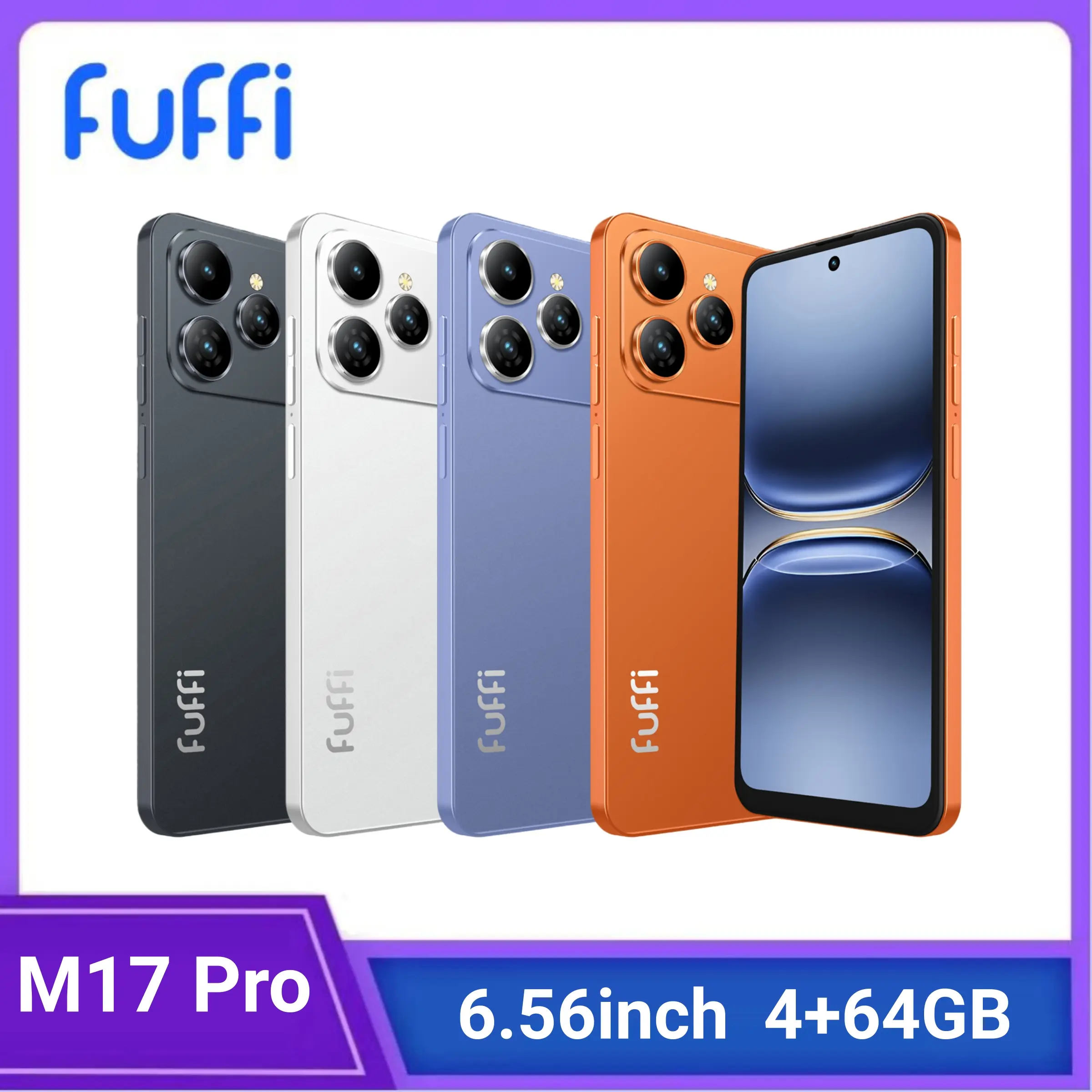 FUFFi M17 Pro Smartphone - Android 12.0 OS, 6.56-Inch - 4GB RAM + 64GB ROM, 5+13MP Dual Camera, 3800mAh Battery - Dual SIM Card Support, Stylish Fashionable Design, Dual Sim Cellphone, Android Mobile Phones, Dual Sim Smartphones