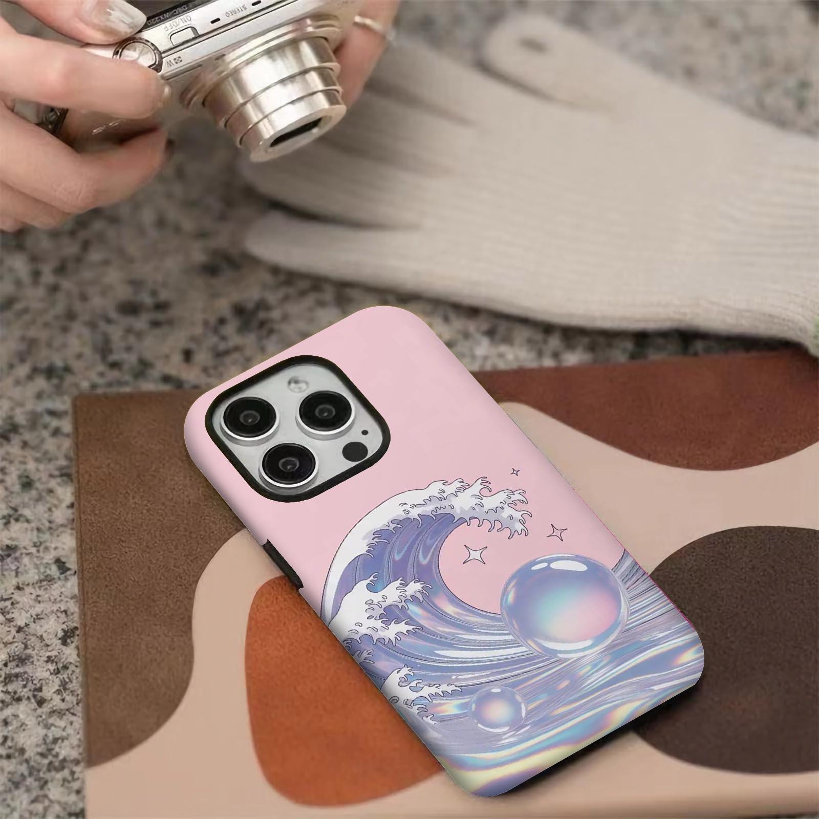 wave, bubbles, stars Soft And Hard Two-In-One Film Printed Full Pattern Case For IPhone 16 15 14 13 1211 Pro Max Plus Phone Case