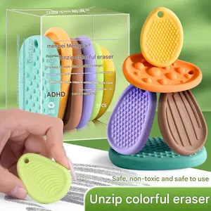 6pcs Anti-Loss Erasers, Smooth Design for Enhanced Focus, Anxiety Relief, Stress Reduction, Essential Learning Tool, Clean and Easy to Use