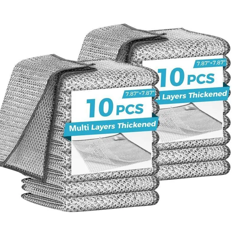 10/20/40-Pack Premium Stainless Steel Dish Scrubbers �C Heavy Duty Non-Scratch Cleaning Pads for Pots, Pans & Sinks | Reusable, Rust-Proof & Dishwasher Safe (Silver)Gift