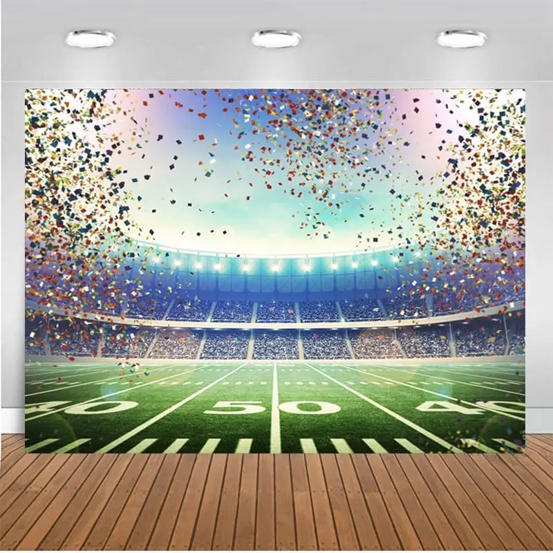 7x5FT  Football Backdrop Rugby Backdrop Football Stadium Photography Background  Celebration Theme Background  Day Parties Banner