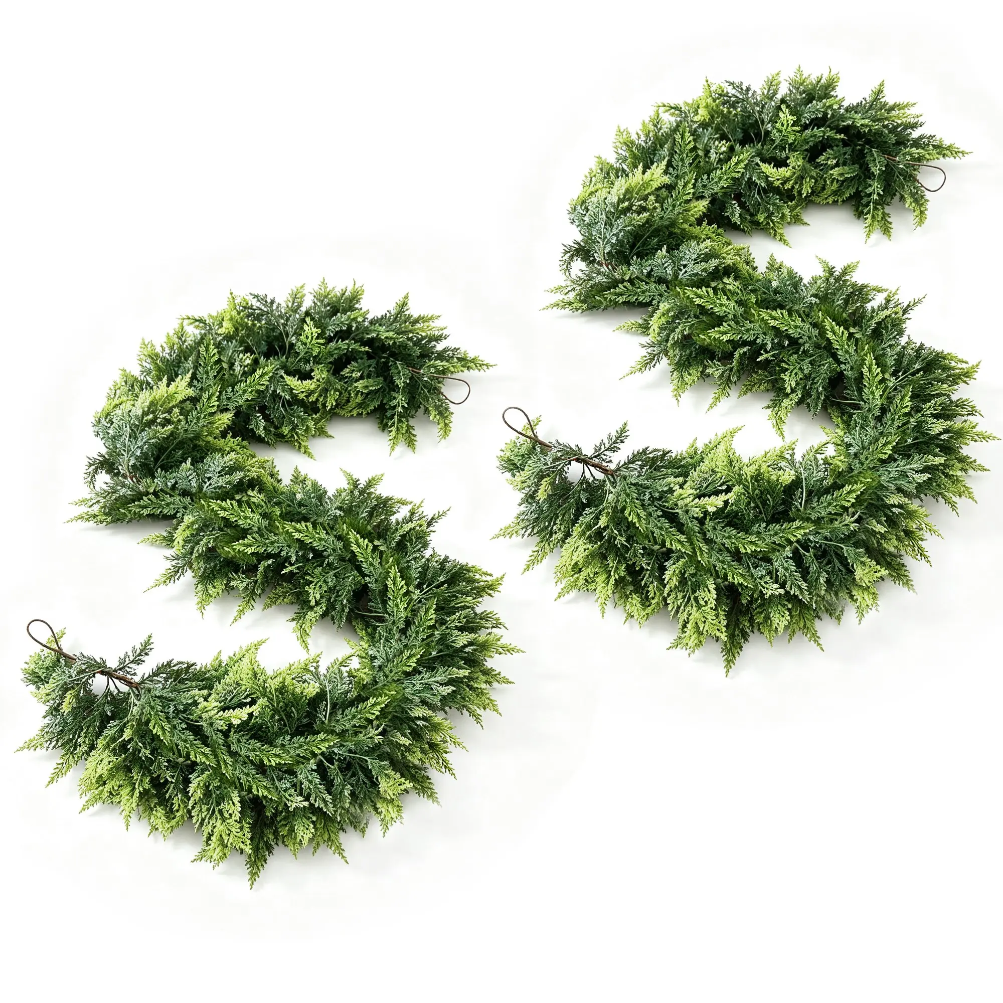 2-Pack Bendable Artificial Cedar Vine, Realistic Evergreen Plant Vines, Fireplace Porch Rail Holiday Home Decor, Christmas Vines